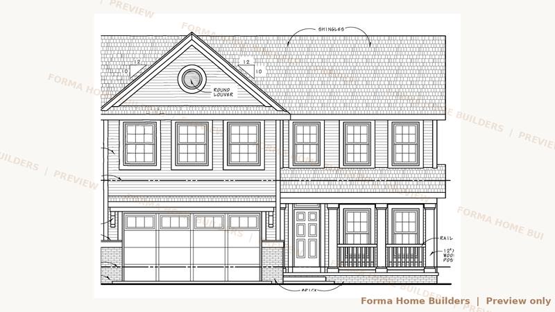 The Irvington front elevation, a two-story new home by Forma Home Builders
