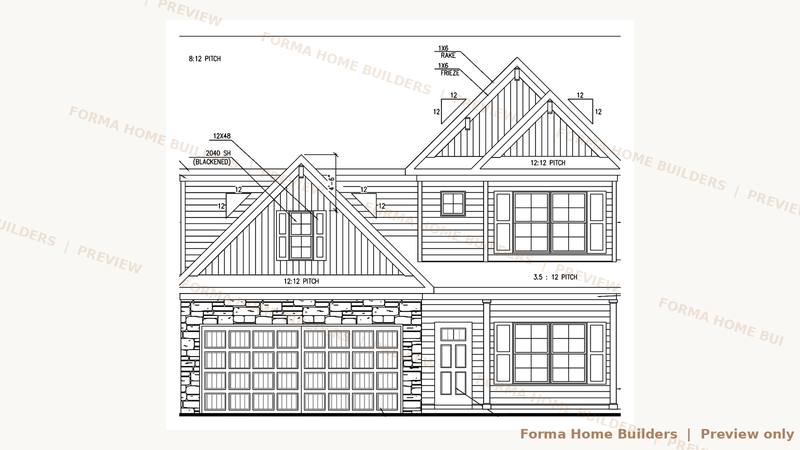 The Riverton front elevation, a two-story new home by Forma Home Builders